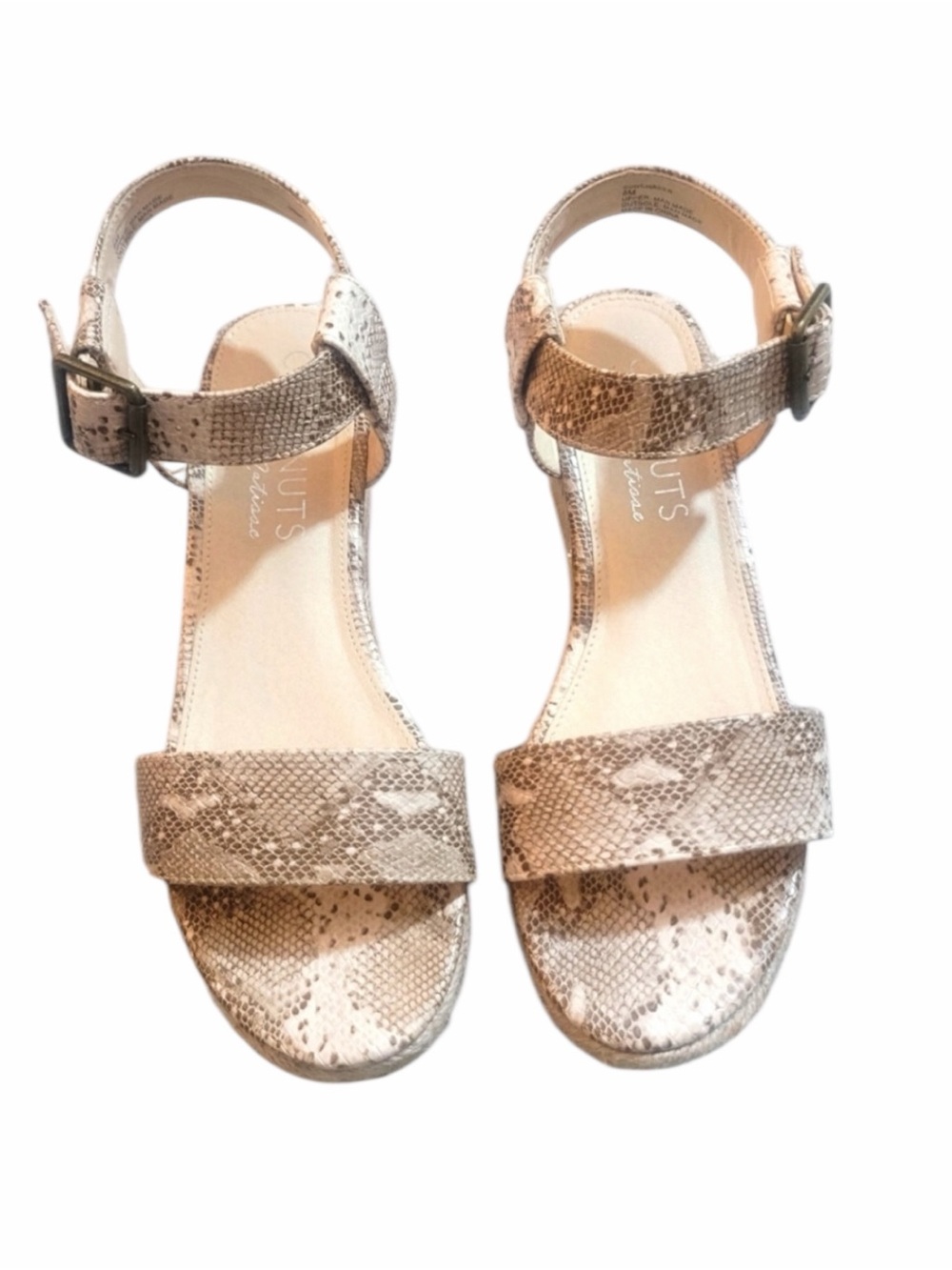 Coconuts by Matisse Beige Snake-Print Wedge Sandals